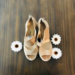Jimmy Choo Nude Suede Summer Wedges